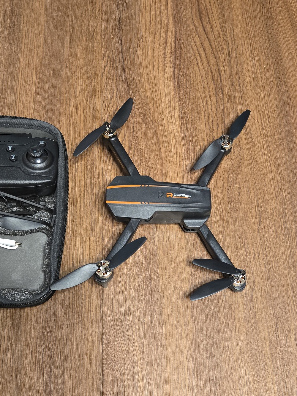Foldable Black and Orange Kids Drone with Controller